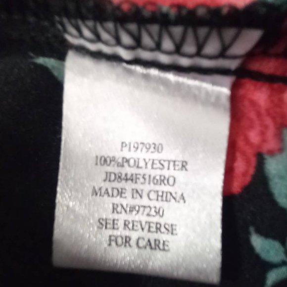 Almost Famous Summer Floral Ruffle Short Sleeve Elastic Waist Red Blue L Blouse - Picture 9 of 9